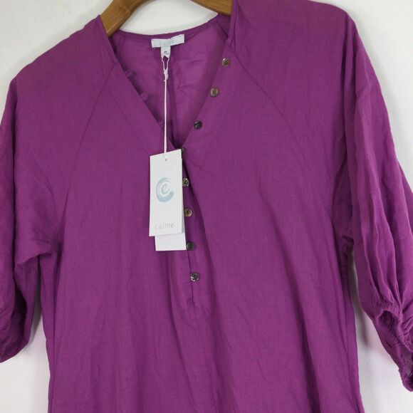 Calme by Johnny Was Womens V-Neck Buttoned Raglan Slip Dress Purple Size XS NWT - Picture 2 of 16